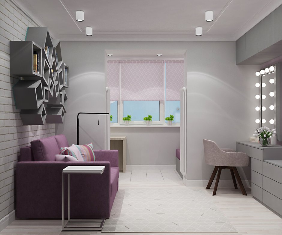 Дизайнерская комната для подростка девочки с балконом