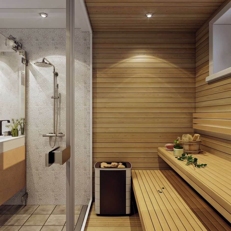 Ванна комната с сауноу