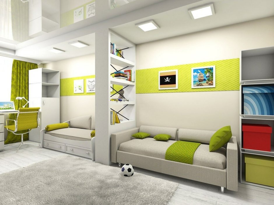 Дизайн комнат для двоих разнополых детей (60 фото)