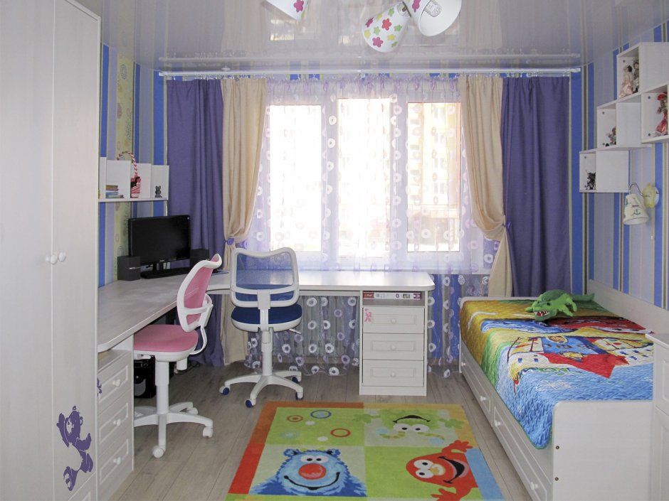 Детская комната для разнополых школьников 12 кв.м