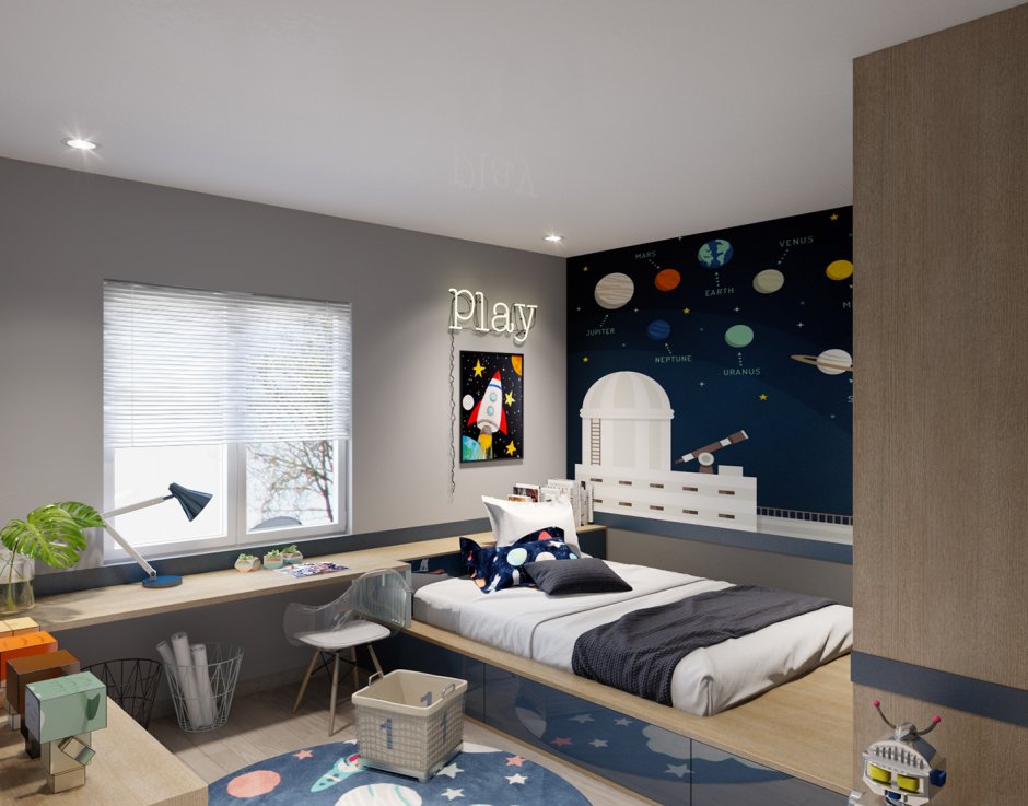 Мебель для подростковой комнаты для мальчика космос