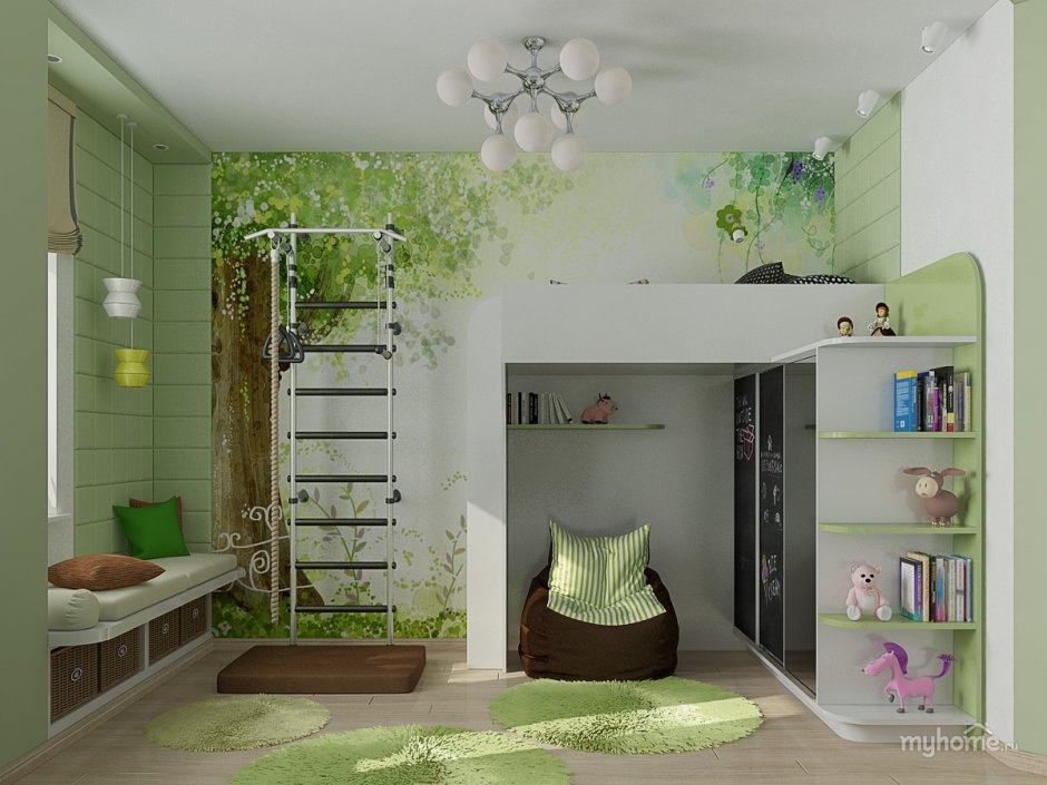 Интерьер детской комнаты в эко стиле