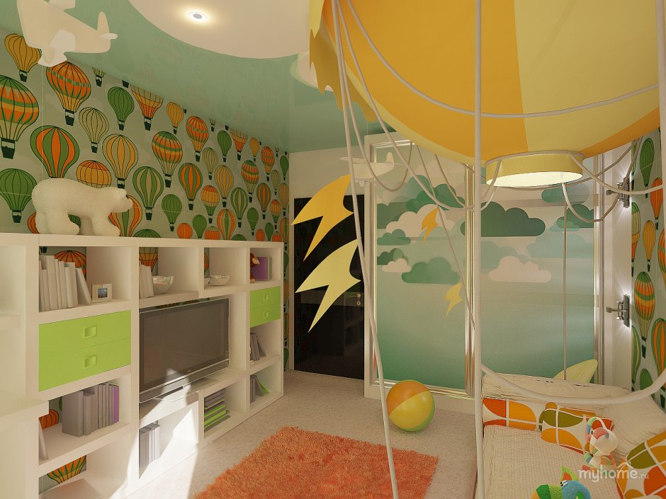 Планировка игровой комнаты для детей в квартире в эко стиле стиле