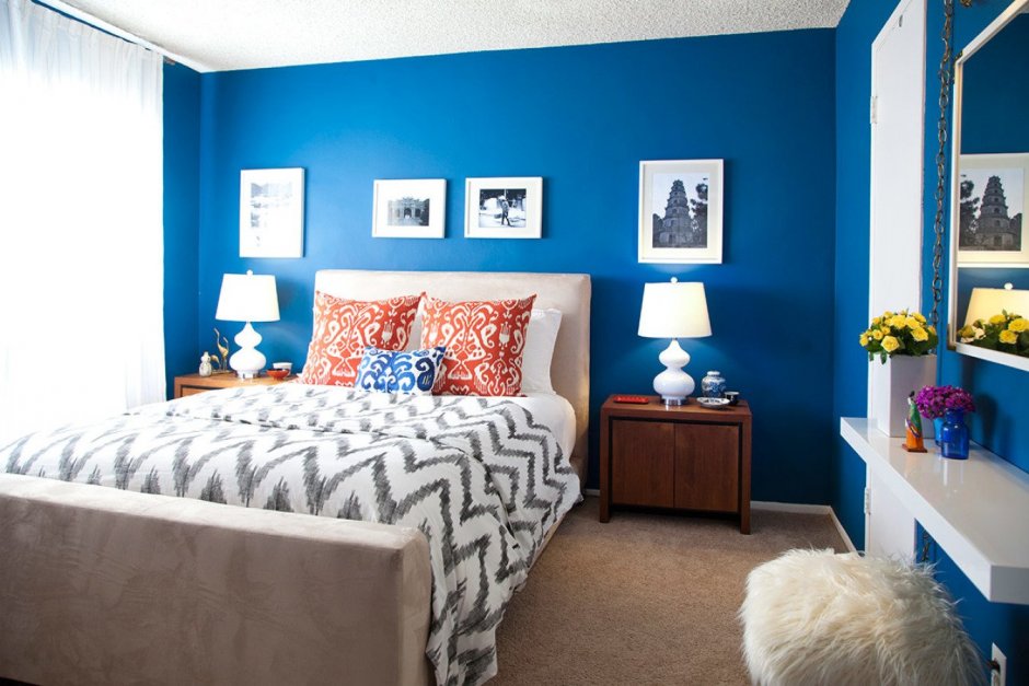 Интерьер комнаты в синем цвете