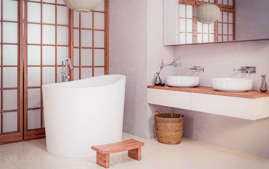 Плитка в ванную в японском стиле
