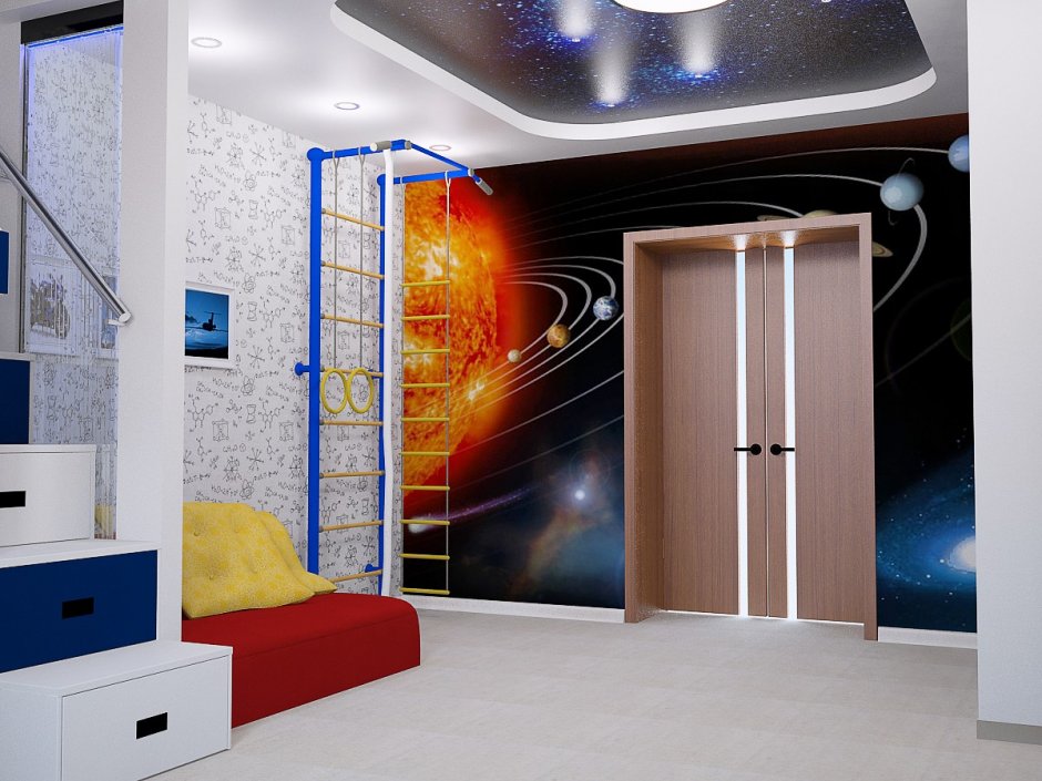 Комната в стиле космос для подростков (59 фото)