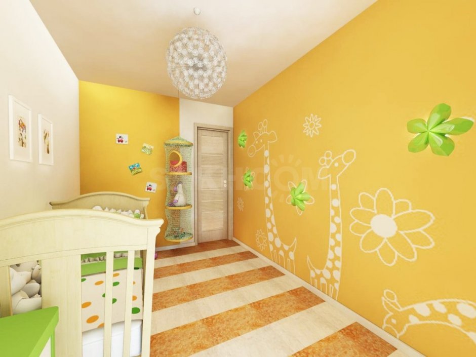Крашеные стены в детской комнате