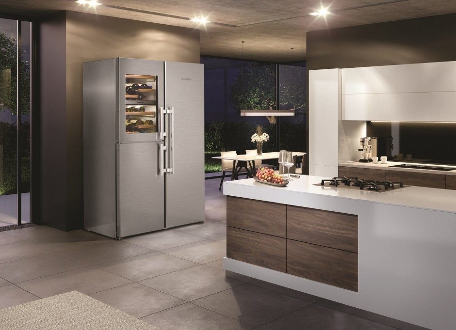 Дизайн кухонь с большими холодильниками (60 фото)