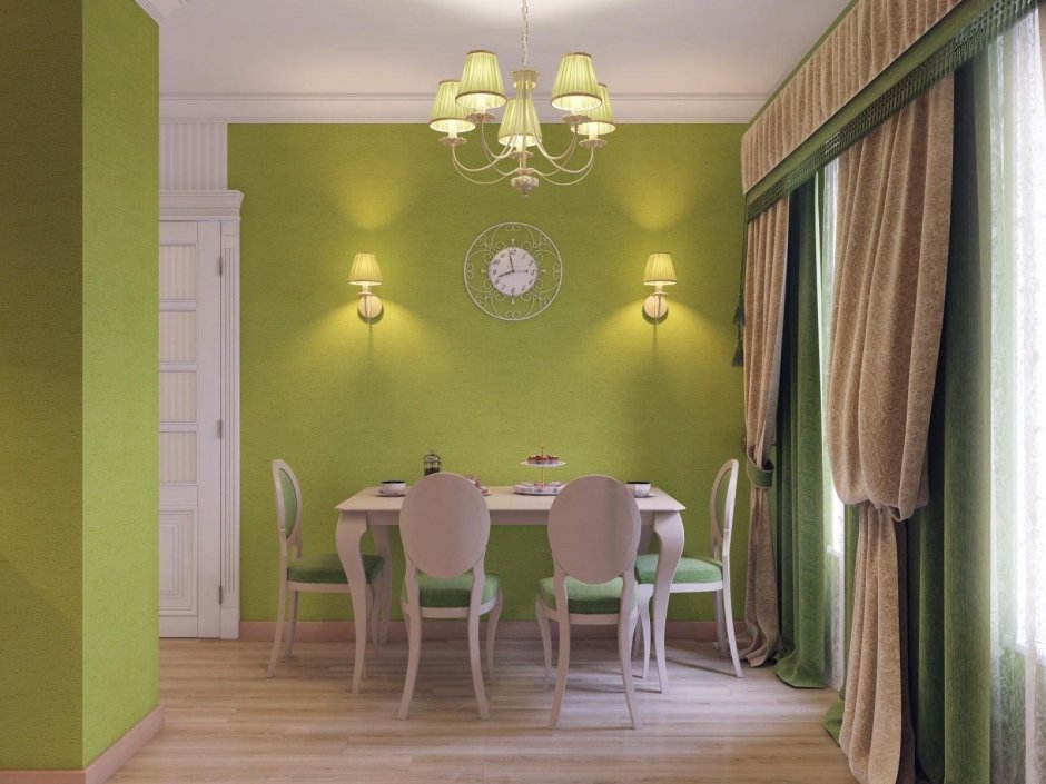 Оливковый цвет стен в интерьере