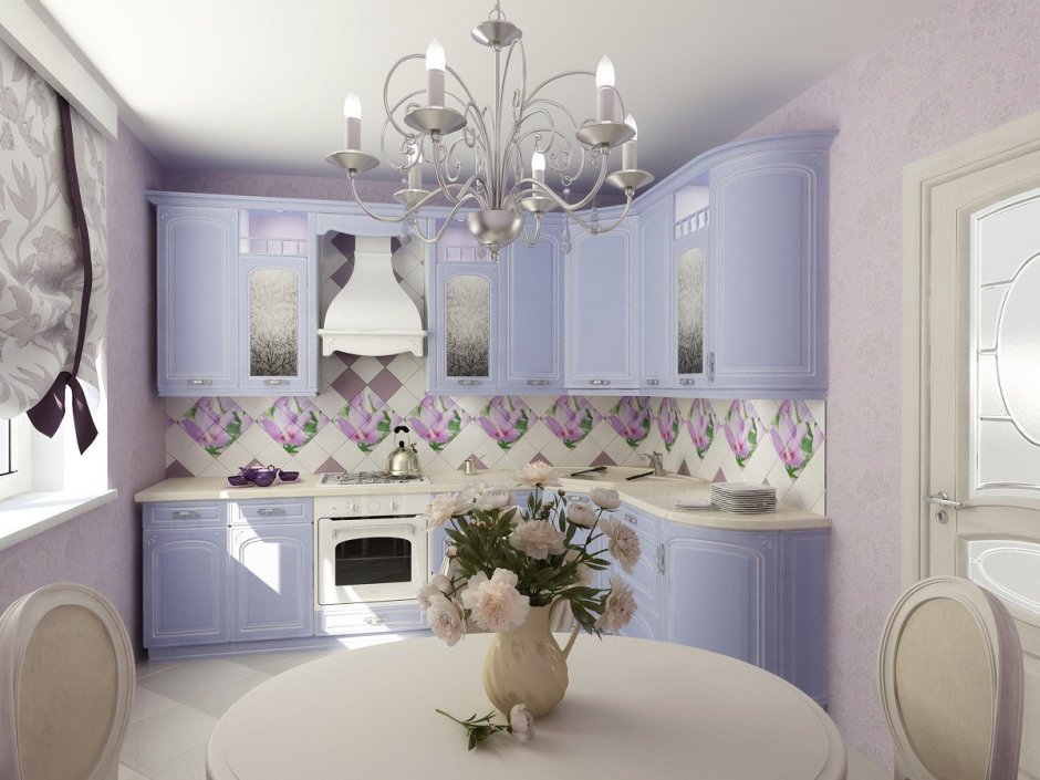Кухня в лавандовом цвете в стиле Прованс