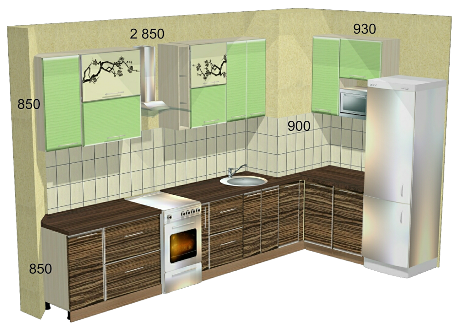 Кухонный гарнитур с вентиляционным коробом