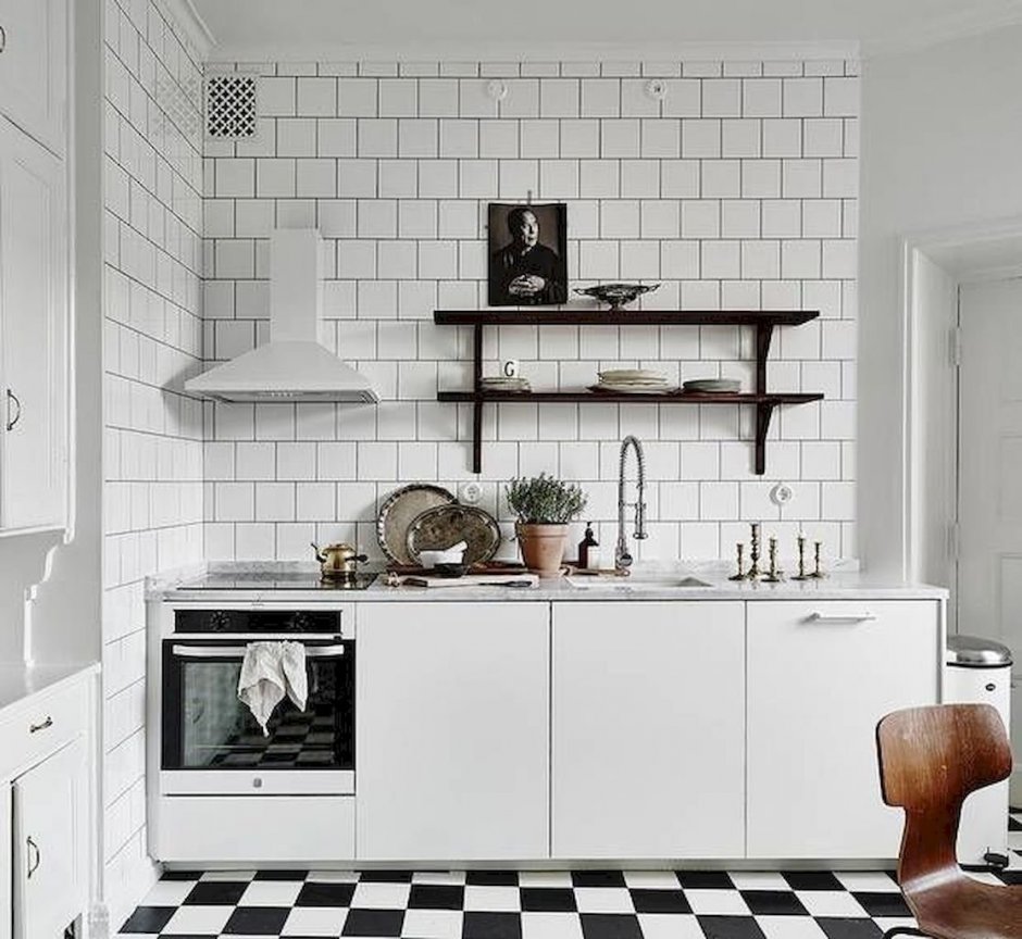 фартук из плитки для кухни в скандинавском стиле