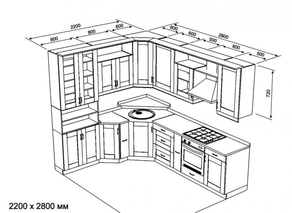 Дизайн проекты угловых кухонь (60 фото)