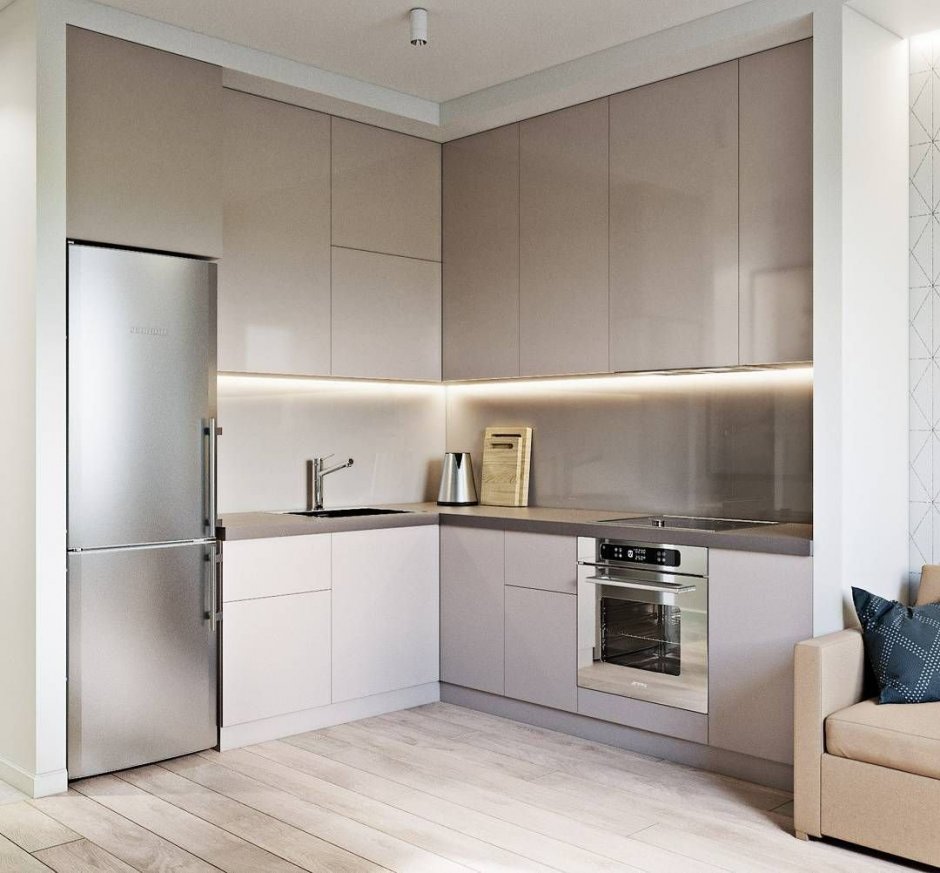 Интерьеры кухонь со встроенными холодильниками (57 фото)