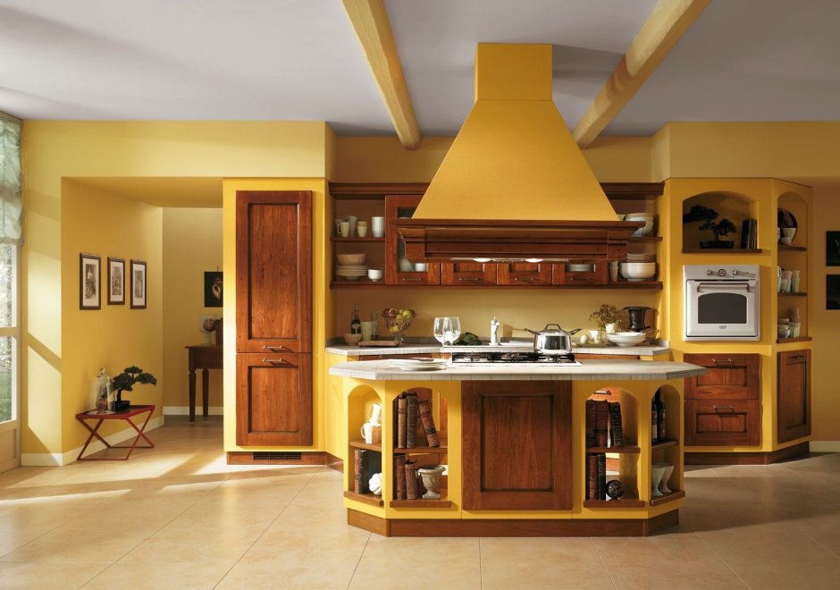 Кухня в желто коричневом цвете