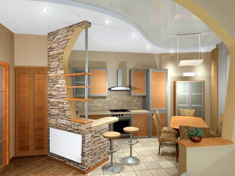 Дизайн кухонь совмещенных с коридором (60 фото)