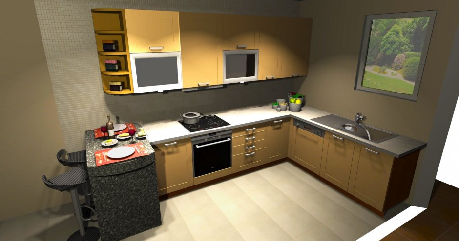 Расстановка кухни телевизор