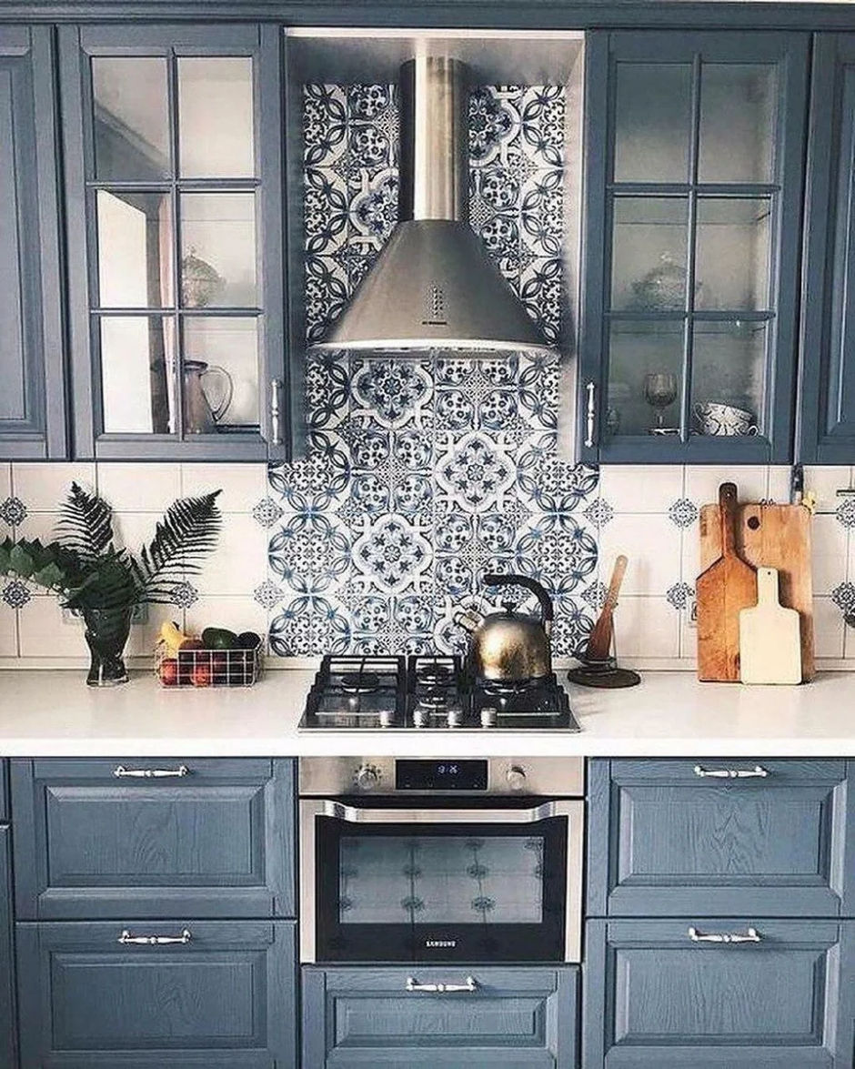 Синяя кухня в скандинавском стиле (55 фото)