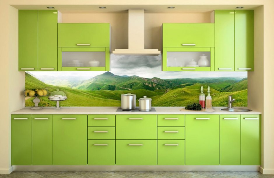 Стеновая панель для зеленой кухни