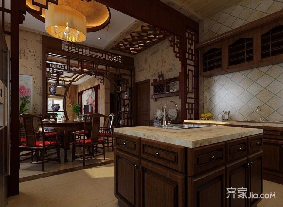 Кухня в китайском Восточном стиле