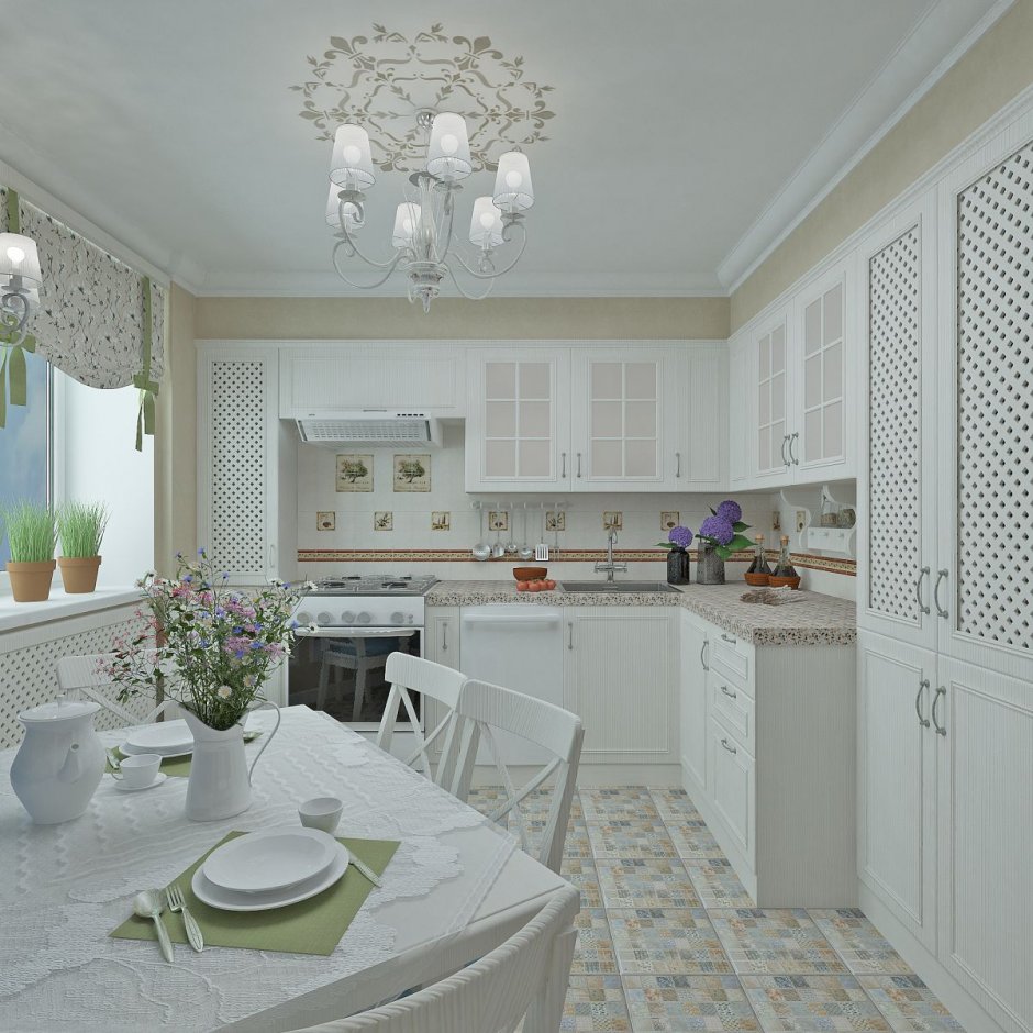 Белая кухня в стиле Прованс
