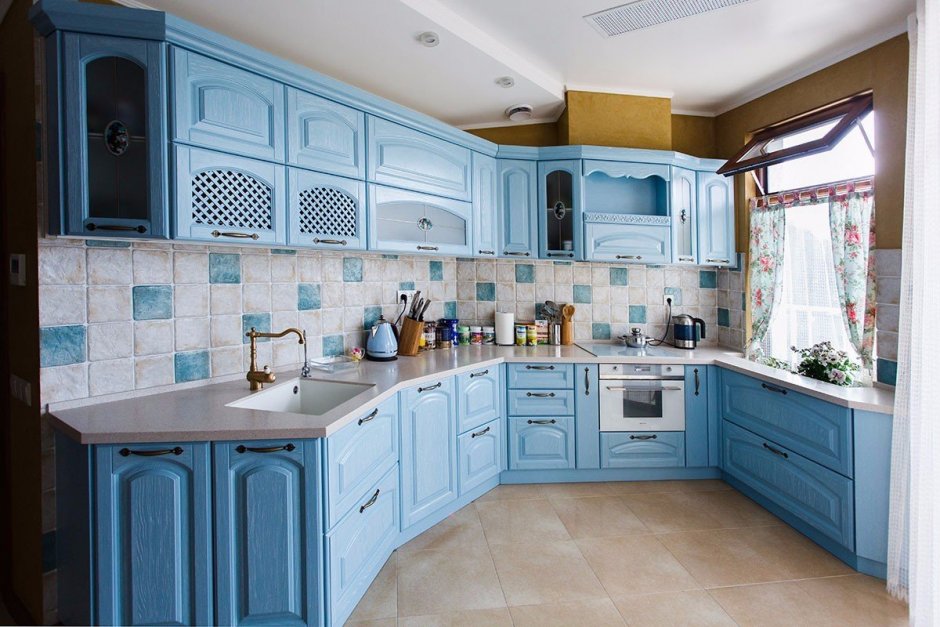 Кухня Мария Borgo бело-голубая