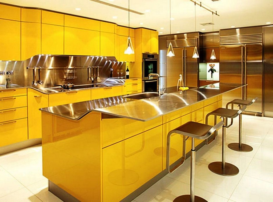 Современные кухни желтого цвета