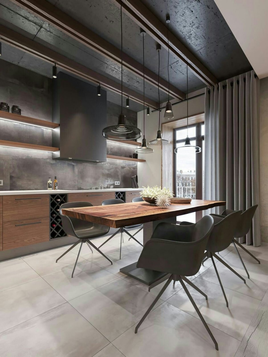 Кухня лофт 20м