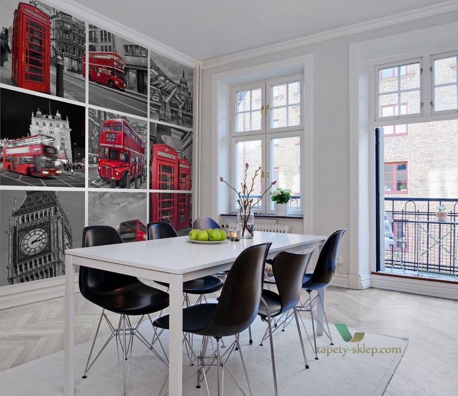 Фотообои Лондон в интерьере кухни