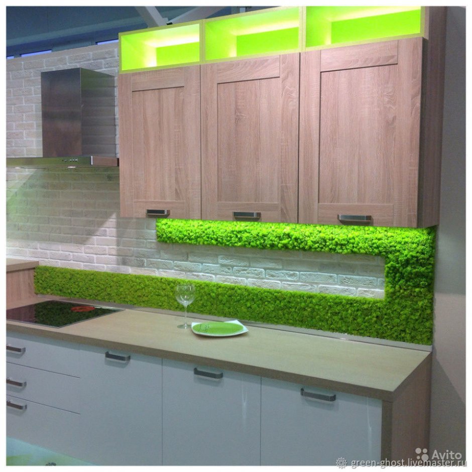 Стеновая панель для зеленой кухни