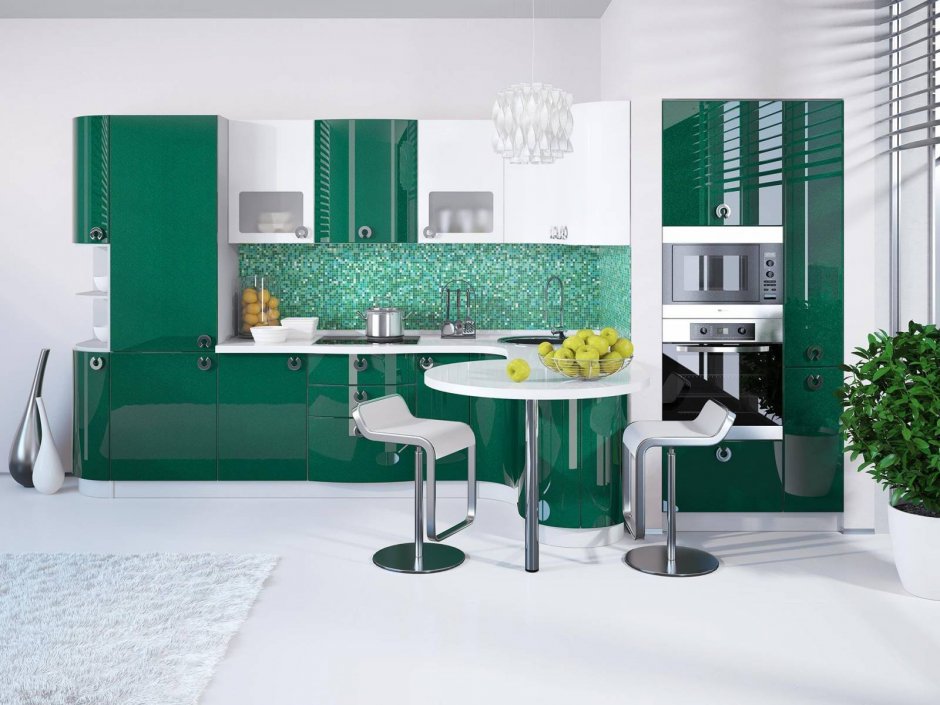 Кухонные гарнитуры изумрудного цвета