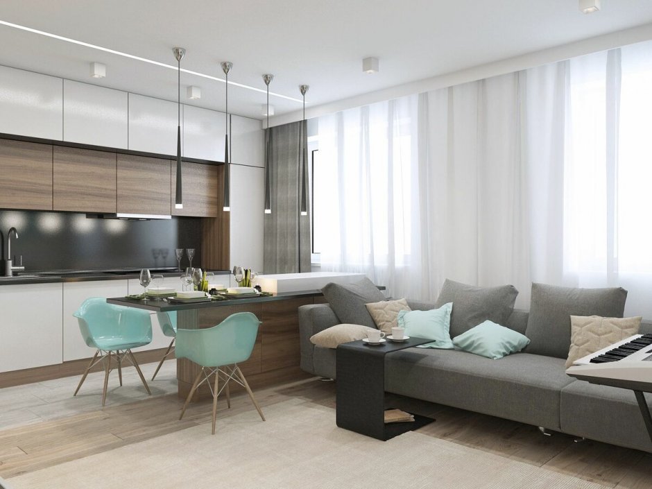 Современная кухня гостиная