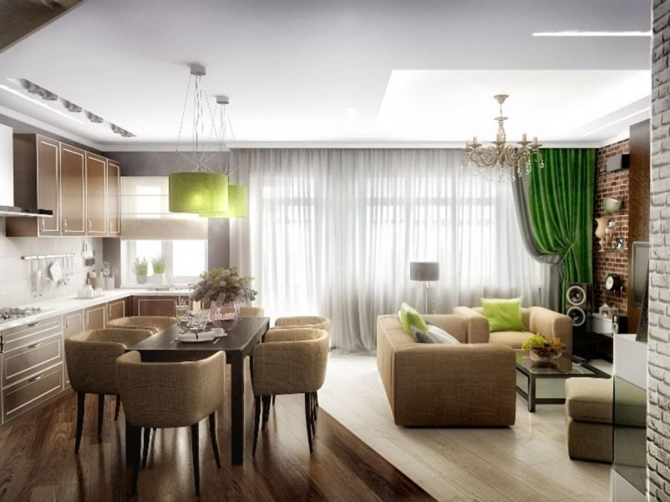 Гостиная совмещенная с кухней