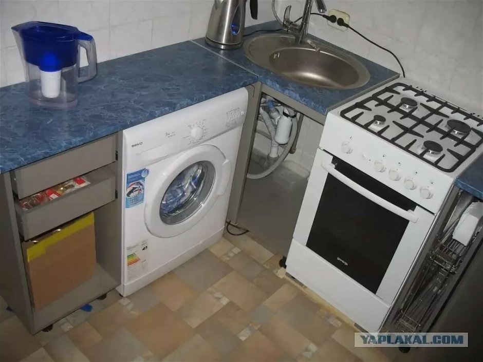 Кухни в хрущевках со стиральной машиной