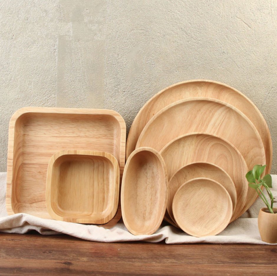 Деревянная посуда тарелки