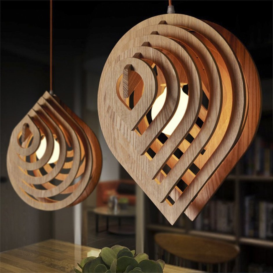 Необычные деревянные светильники