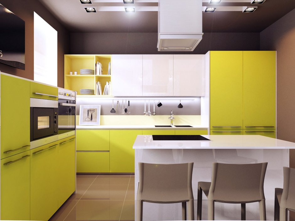 Кухонные гарнитуры лимонного цвета