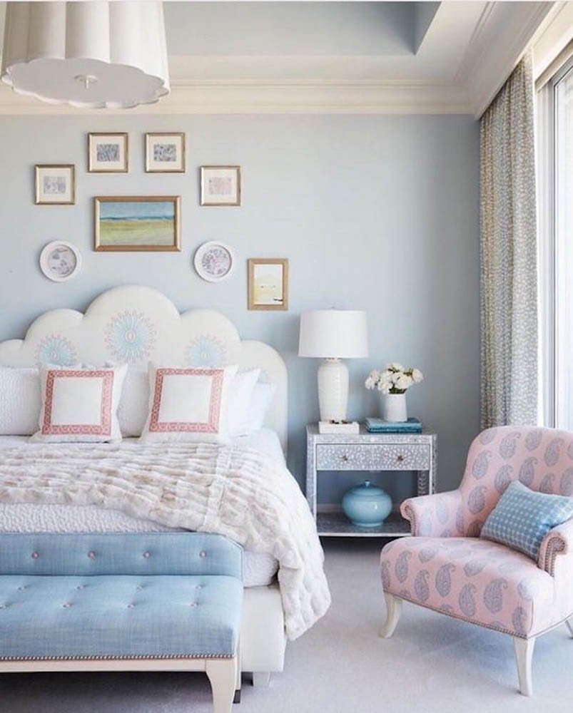 Спальня в розово голубых тонах (35 фото)