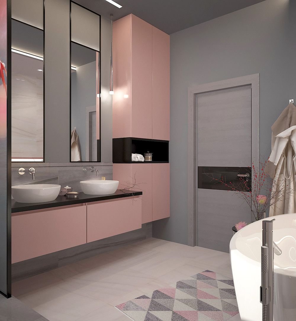 Розовая ванная комната 30 фото дизайнов
