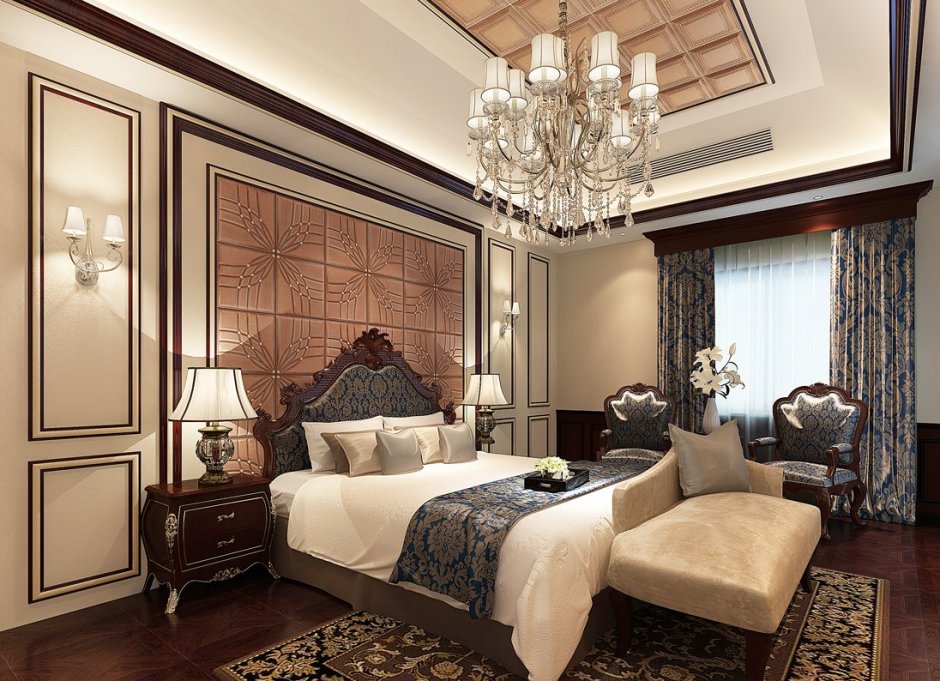 Настенные панели в классическом стиле спальня