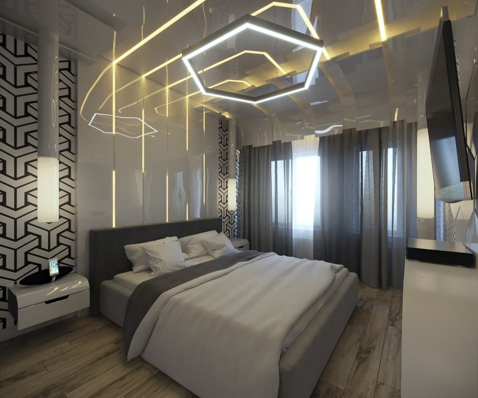 Спальня в стиле Hi-Tech