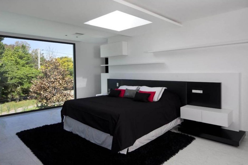 Черно белый стиль комнаты спальни