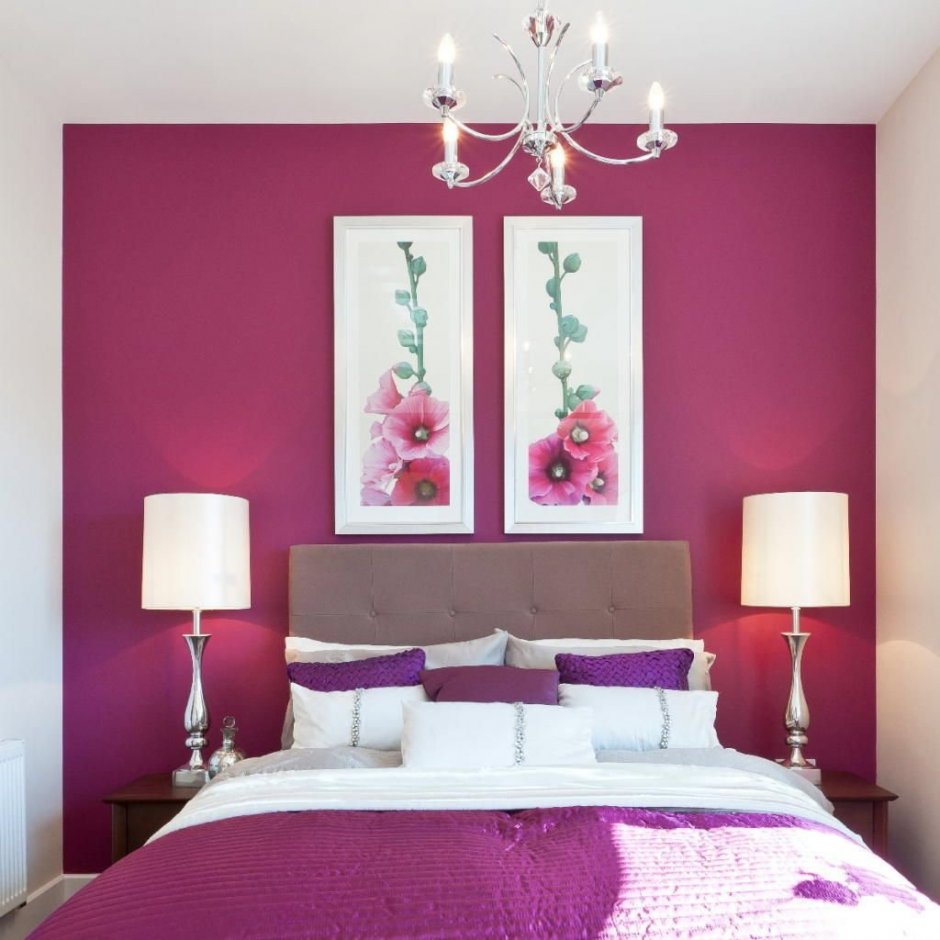 Розовый цвет в интерьере спальни