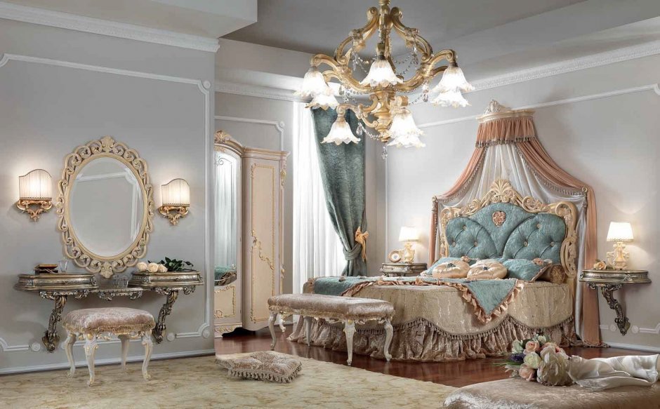 Спальни Италии в стиле Барокко рококо