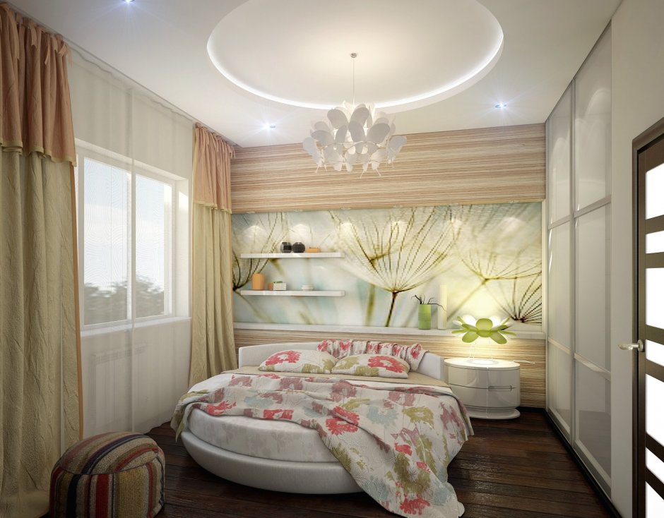 Малогабаритная спальня с балконом