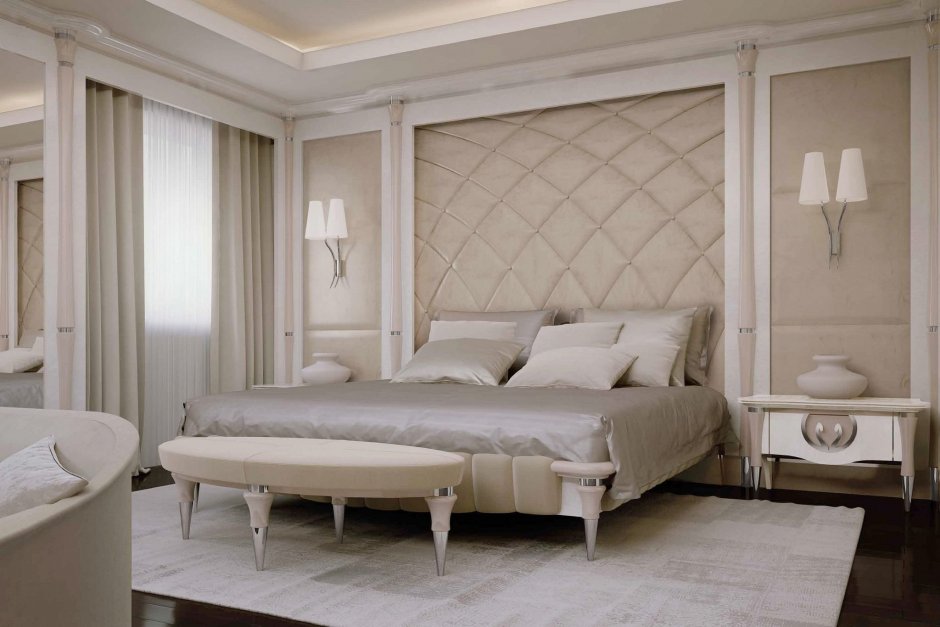 Кровать в классическом стиле в интерьере