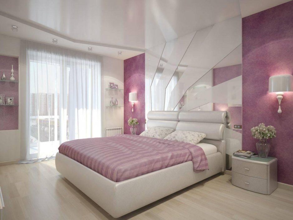 Спальня в сиренево розовых тонах