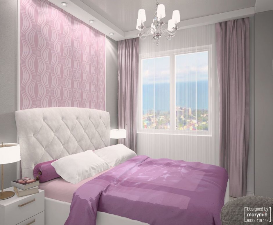 Спальня в сиренево розовых тонах