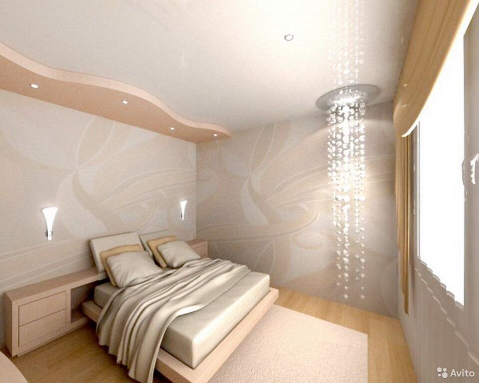 Многоуровневый потолок в спальне