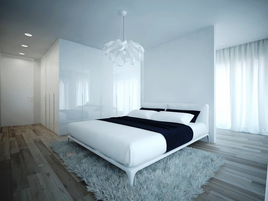 Белая современная спальня глянец